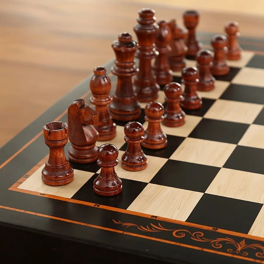 24cm/9.45inch Wooden Chess, High-Grade Solid Wood, Drawer Board, Strategy Family Game, Perfect Gifts