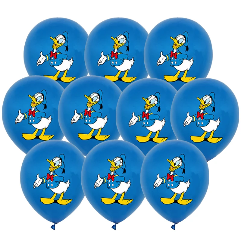 Globo estampado de Mickey Mouse y Pato Donald de Disney, bola de látex roja, amarilla y azul de 12 pulgadas, decoración para fiesta de cumpleaños para niño y niña, Baby shower