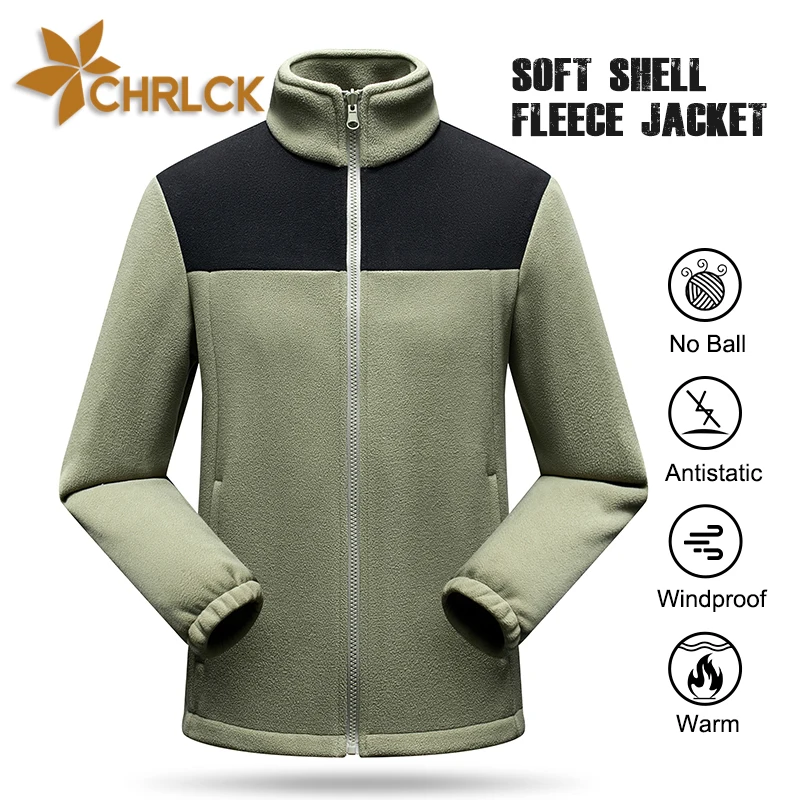 

CHRLCK Men's Thick Softshell Jackets Fleece Windproof Winter Windbreaker Outdoor Warm Camping Hiking Jacket Women Coats Unisex