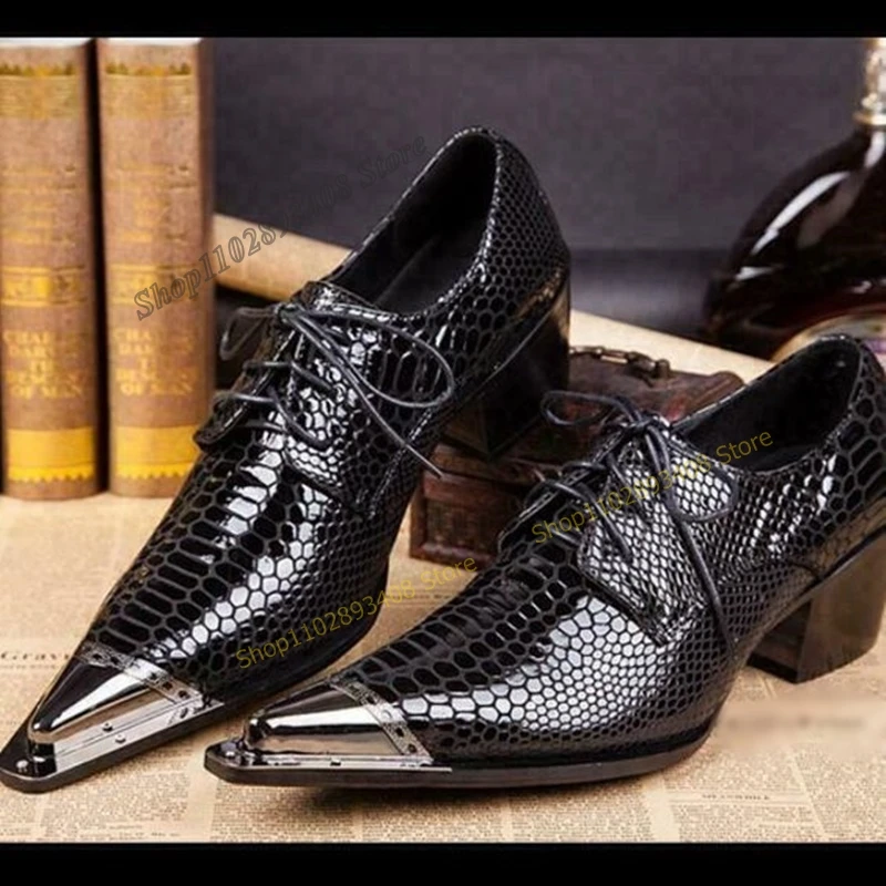 

Black Crocodile Leather Men Dress Shoes Cross Tied Metal Toe Business High Quality Men Shoes Luxury 2023 Autumn Zapatillas Mujer