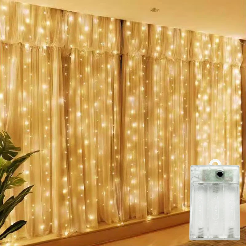 

LED Curtain String Light Wedding Outdoor Decor 2026 Ramadan Decoration Valentine's Day Eid Mubarak for Home Fairy Battery Power