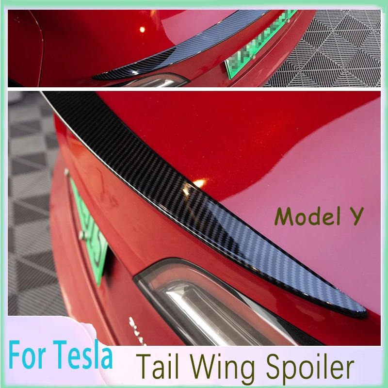 Spoiler Car Spoiler Tail Wing For Tesla Model Y Carbon Fiber Look Tail Wings Model Auto Styling Decoration Car Accessories