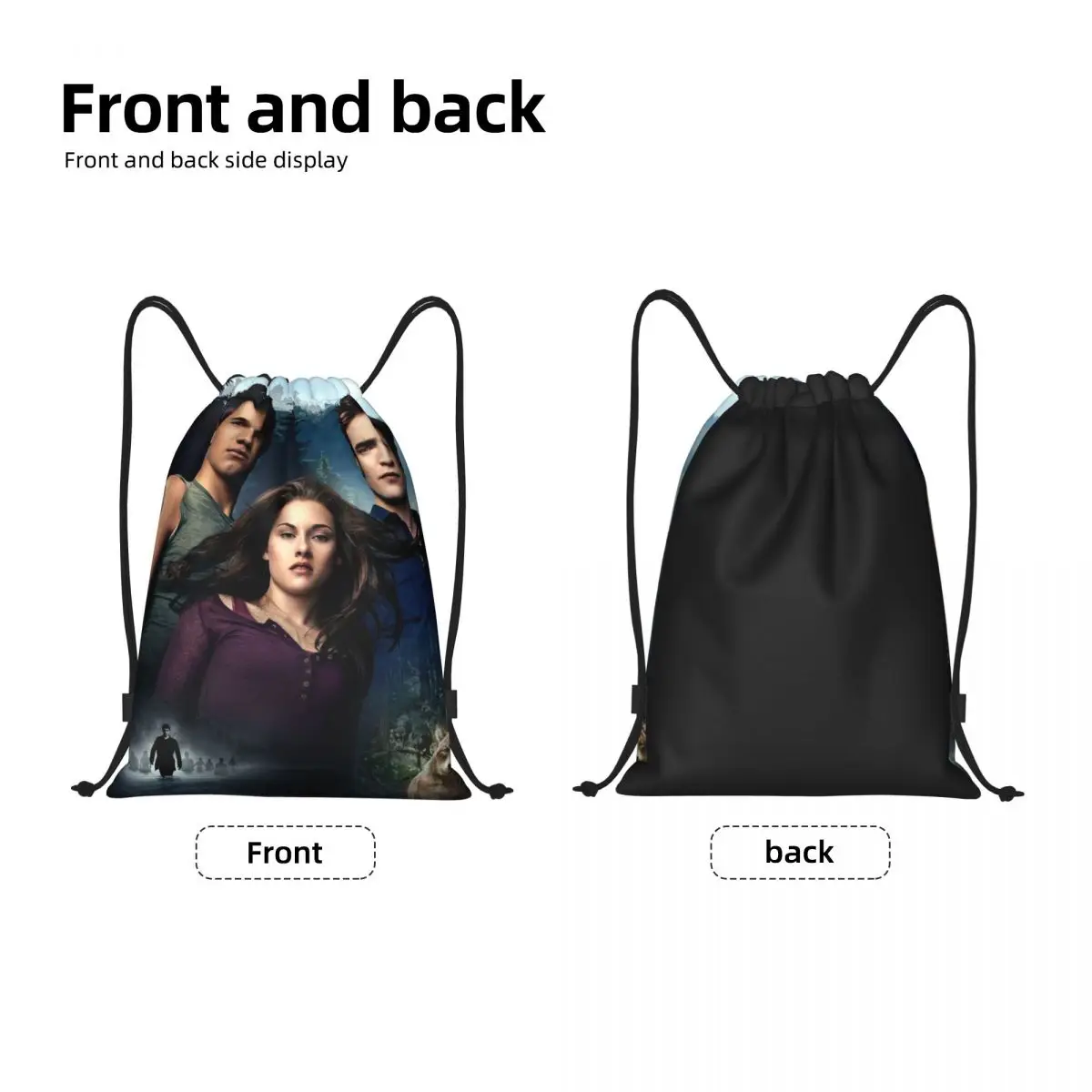 The Twilight Saga Drawstring Backpack Sports Gym Bag for Men Women Fantasy Movie Shopping Sackpack
