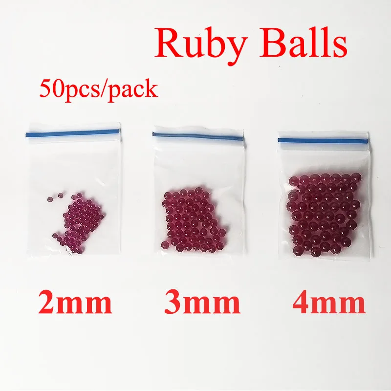 Bola de cuarzo rubí de 2mm, 3mm y 4mm OD de piedra de gemas de corindón sintético