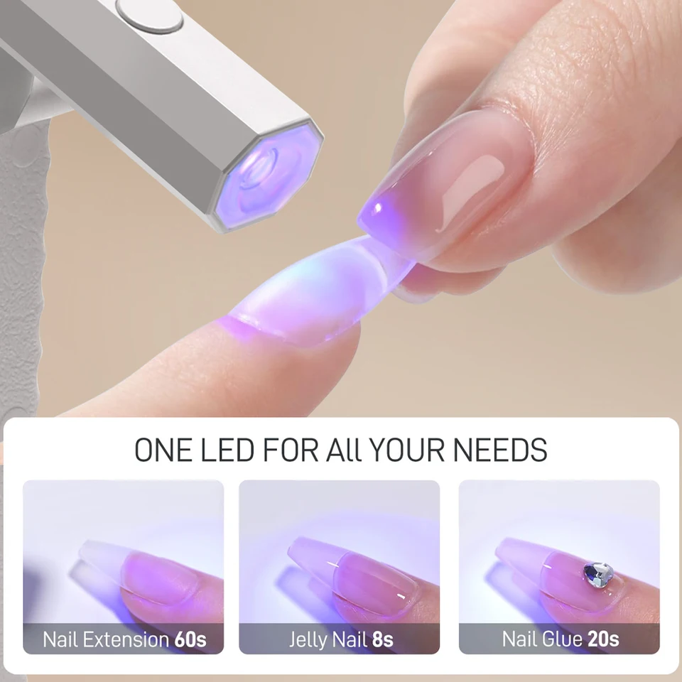 Lámpara LED UV para uñas con soporte, luz UV portátil con pantalla LCD, recargable por USB, secadora de uñas de curado rápido 5