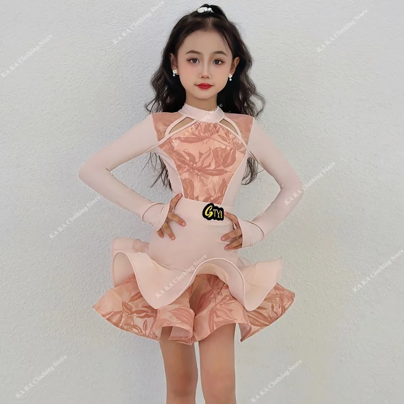 

Костюм для латинских танцев для самбы, танго, румбы, сальсы, платье для латинских танцев для девочек, танцевальное платье для девочек, бальное платье, стандартная детская танцевальная юбка