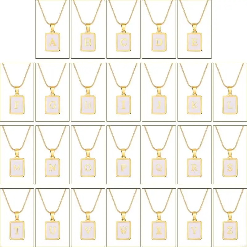 91AF Fashion Stainless Steel Necklace with White Letter Card Pendant Unisex Necklace