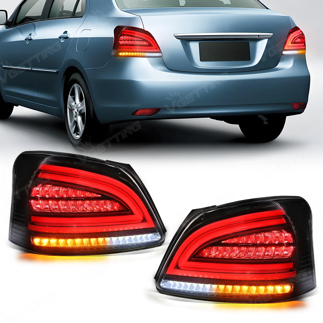 

Pair of Taillights For Toyota Vios 2008 2009 2010 2011 2012 2013 Tail Lamps Brake Reverse Turn Signal Light Car Accessories 12V