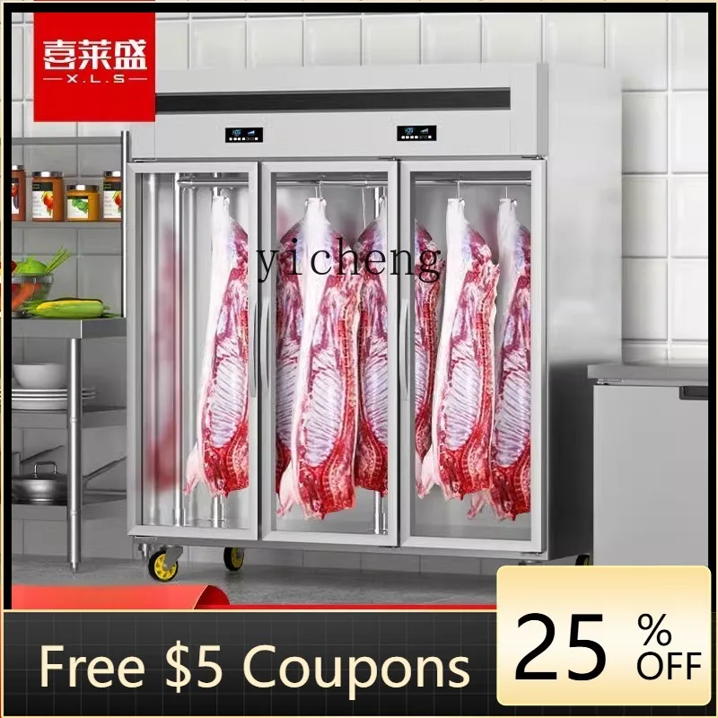 H24 hanging meat cabinet commercial beef, sheep and pork vertical refrigerated freezer fresh meat display cabinet