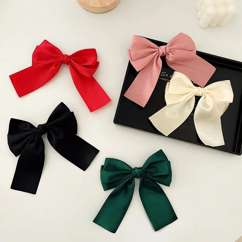 Neue Große Elegante Satin-Haarspange mit Mehrschichtigen Schleifen Mehrfarbiges Glänzendes Band-Accessoire für Frauen Süße Haarstyling-Dekoration – Detail 1