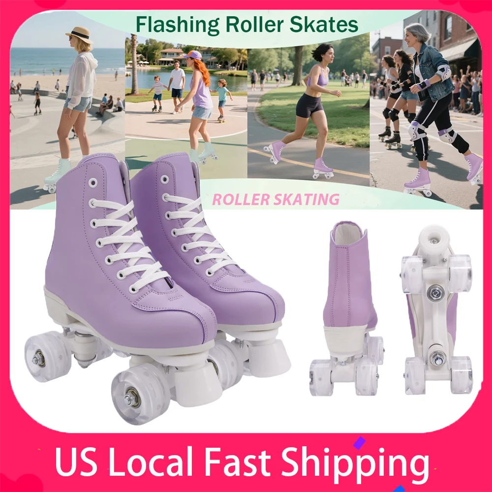 

Roller Skate Shoes Size 32-42 PU Leather Sliding Inline 4 Wheels Quad Sneakers Beginner Men And Women Roller Skating Shoes Gift