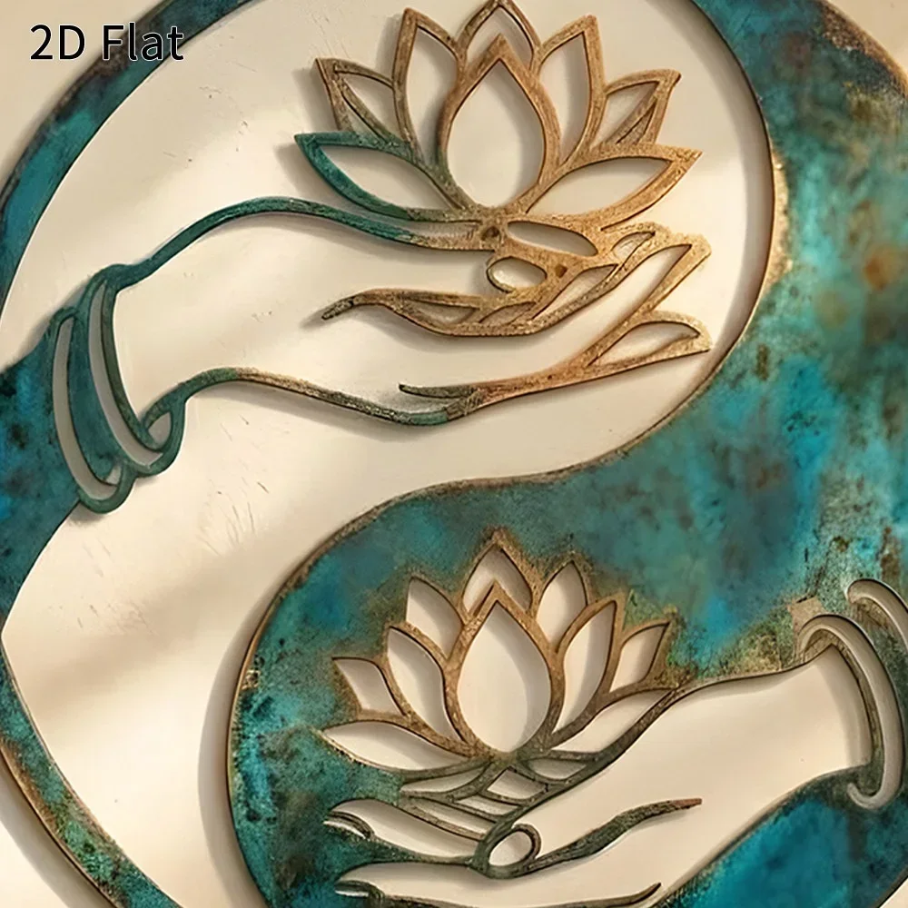CIFBUY Modern Rustic Lotus Hand Iron Wall Art, Spiritual Metal Plaque, Accent Decor for Living Room & Garden Home Decoration