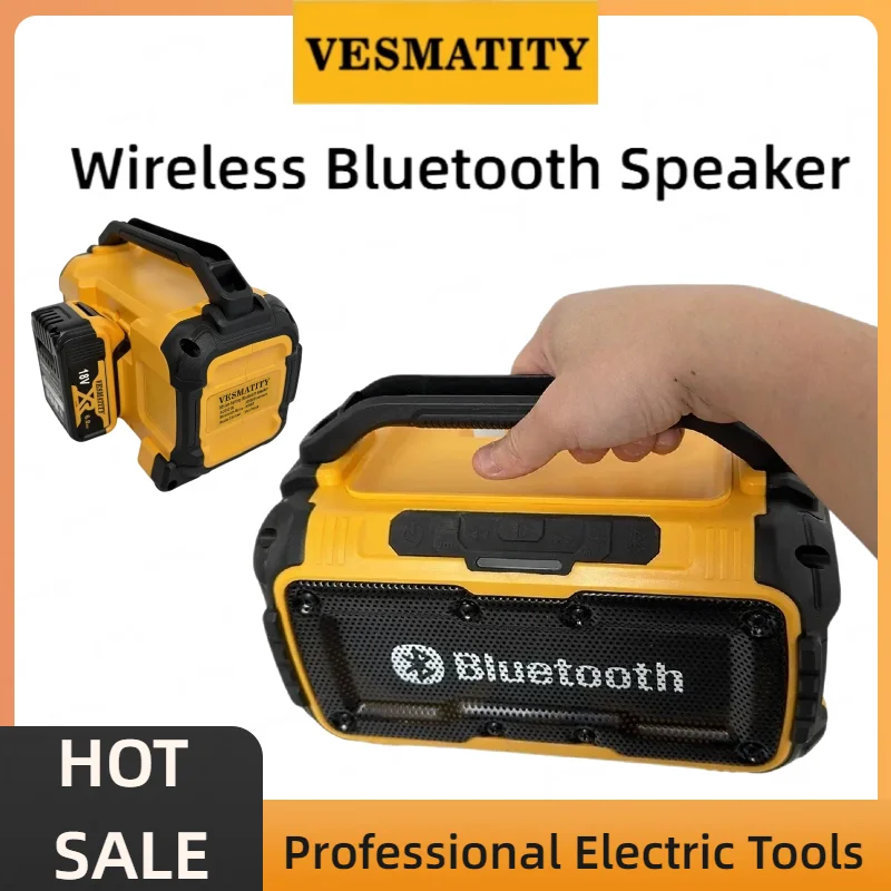 Waterproof Bluetooth Speaker USB Type-C Port Charge Stereo Surround Loudspeaker Tool for DeWalt Battery