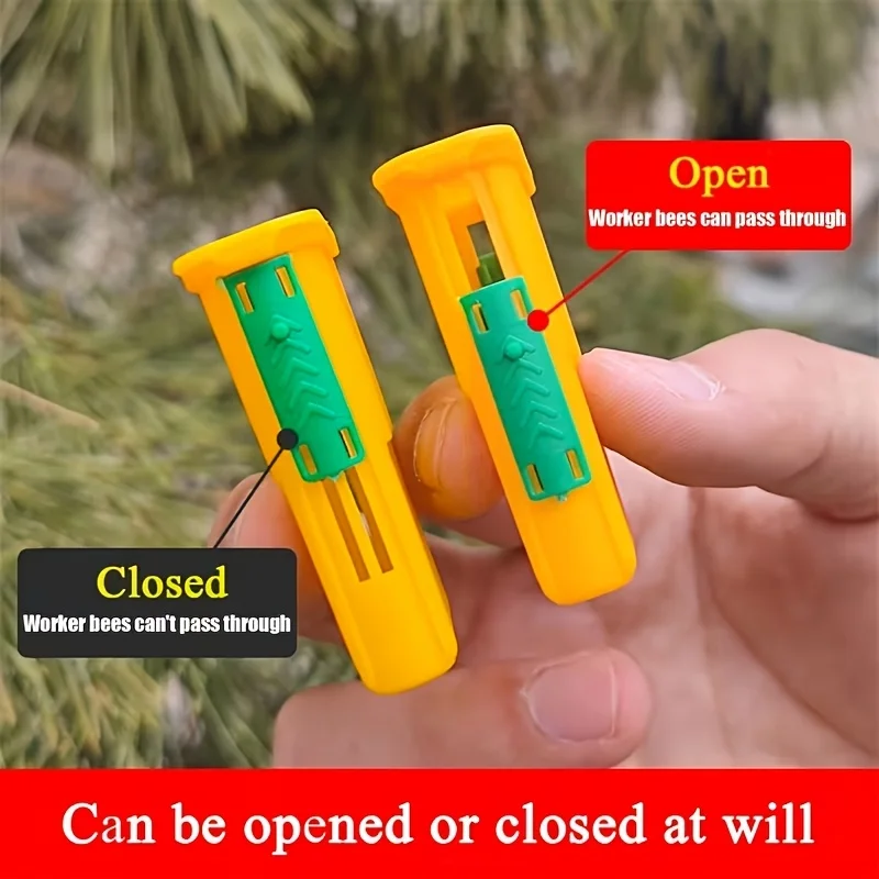 12pcs Multifunctional Yellow Plastic Queen Bee Cage Double Sliding Door Beekeeping Breeding Tool