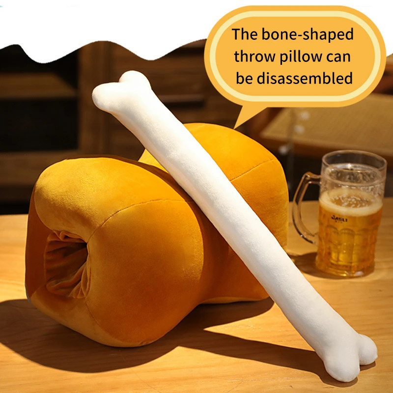 

Cute simulated cartoon meat bone throw pillow with hand warmer detachable pillow