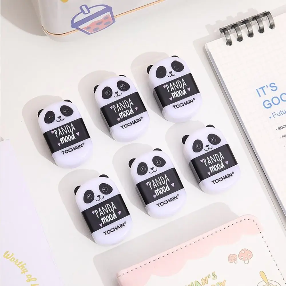 Panda Shape Pencil Eraser Sharpener Less Rubber Debris Handwriting Pencil Cutting Tools Writing Drawing Sketching