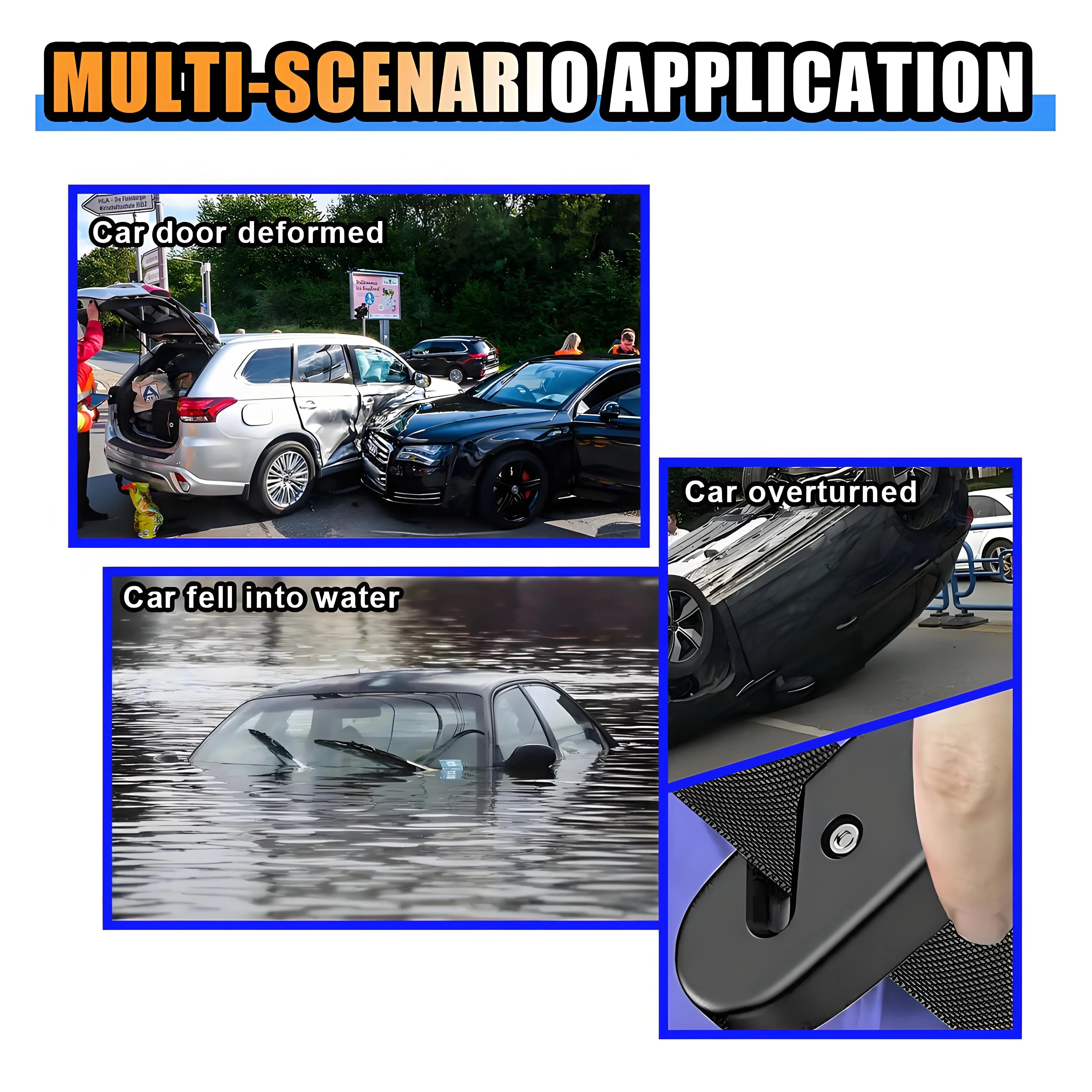 مطرقة أمان للسيارة شديدة التحمل، أداة هروب للطوارئ ذات وظيفتين مع كسارة نافذة وقاطع حزام الأمان لسلامة المركبات #5