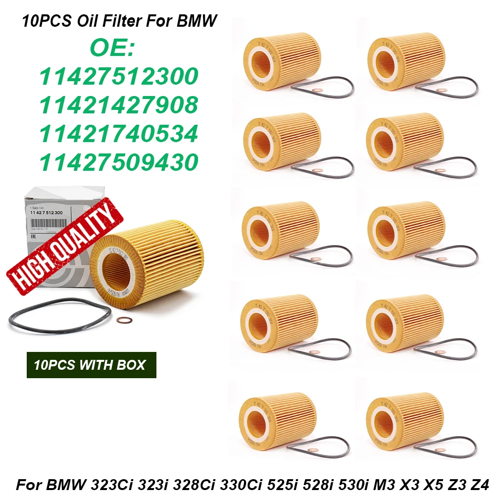 

10 шт. масляный фильтр 11427512300 11421427908 11421740534 11427509430 для BMW 323i 325i 328i 330i 525i 528i 530i M3 X3 Z3 Z4 X5