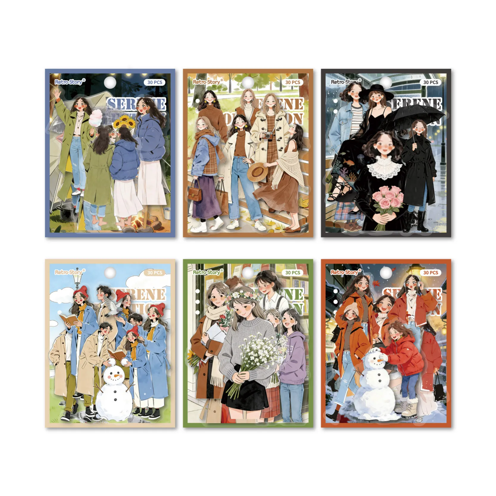 6pack Kawaii Stationery Stickers Youran Collection Junk Journal Planner Decorative Sticker Scrapbooking