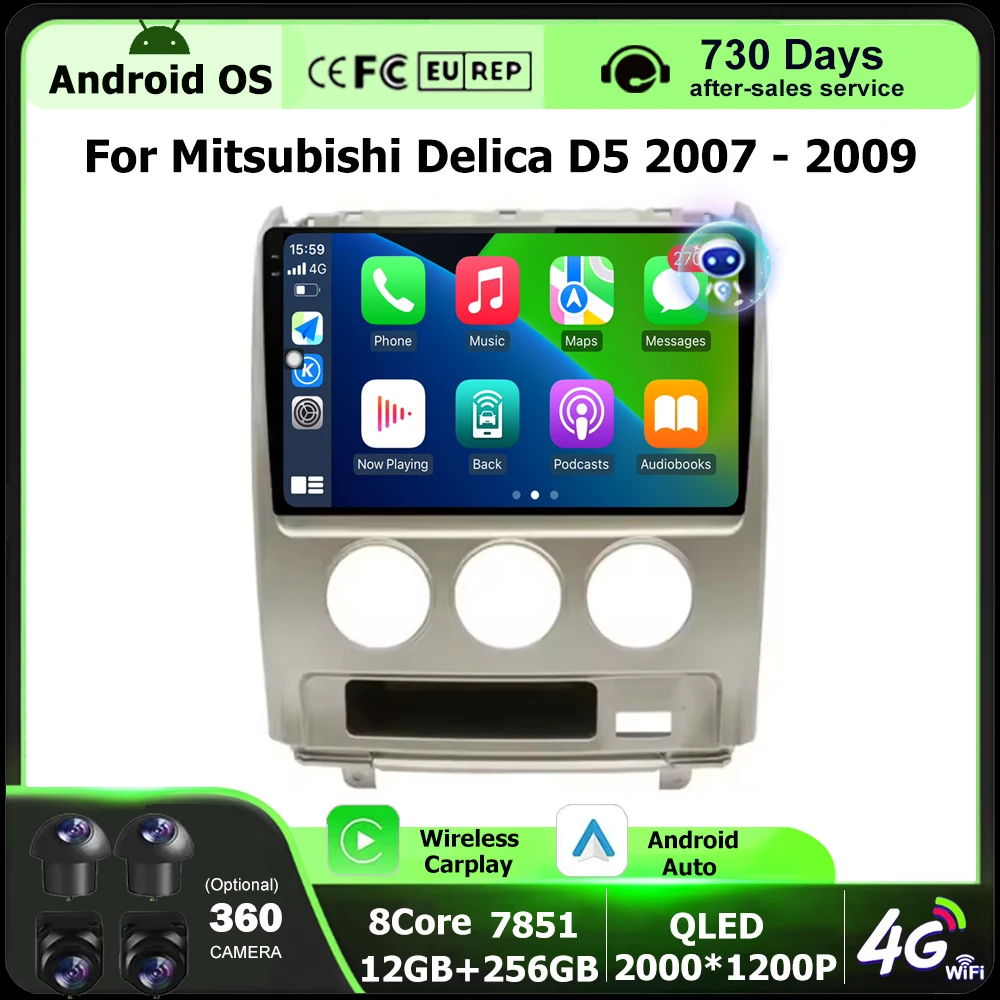 

Android Auto For Mitsubishi Delica D5 2007 - 2009 RHD Car Radio Stereo Multimedia Player GPS Navigation WIFI Carplay Head Unit