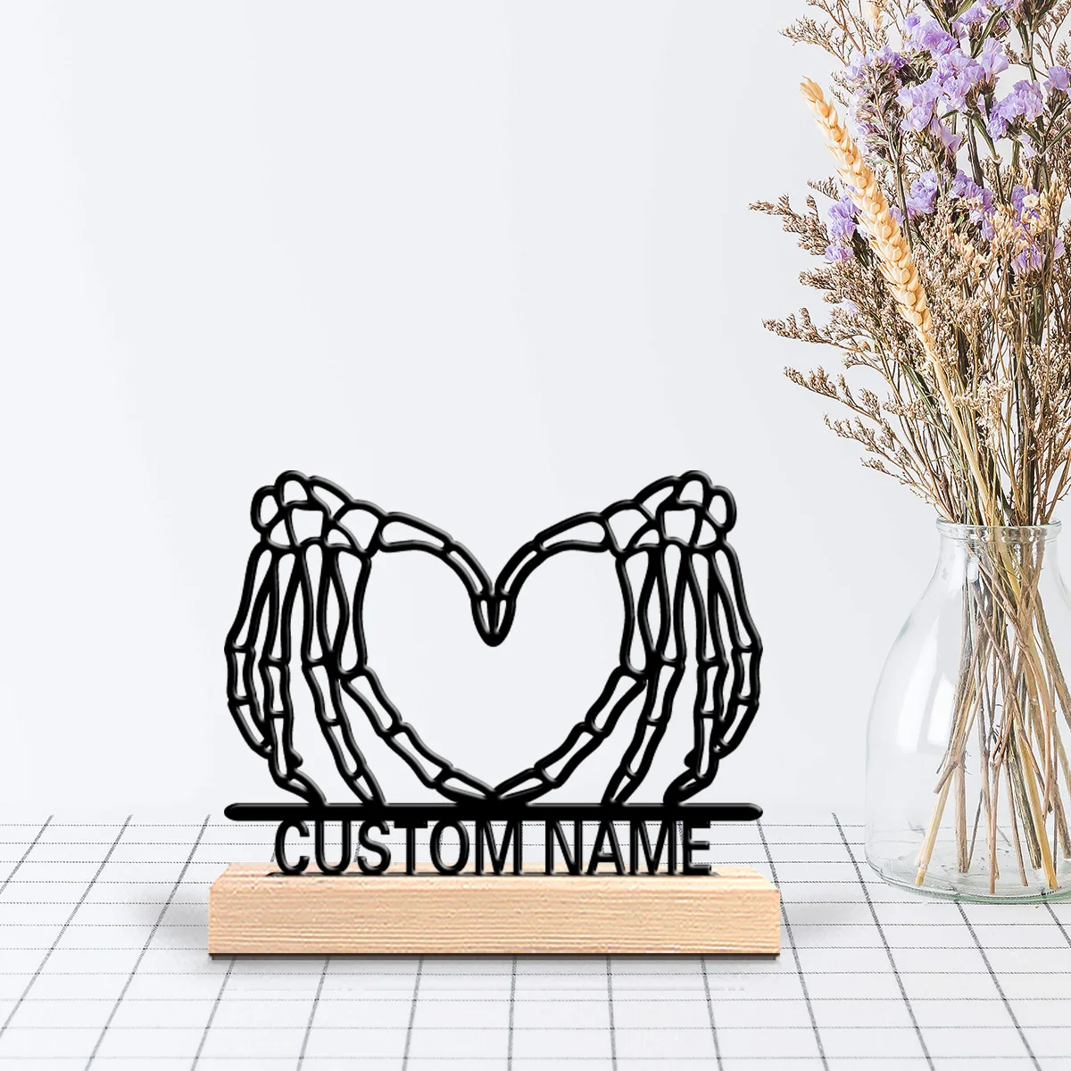 1pc Cute Personalized Custom hand heart gesture Nature-Inspired Desk Art with Wooden Base Ideal for Spring Easter Nursery Gifts - view 3