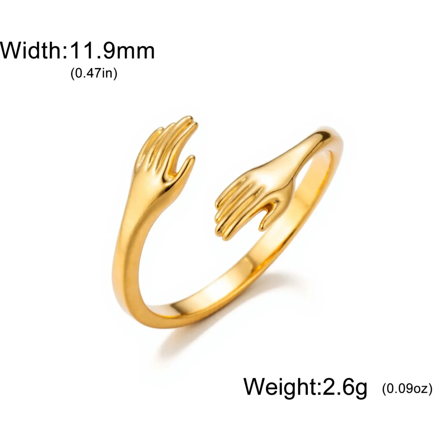 COOLTIME رومانسية هندسية عناق اليد الدائري للنساء الفولاذ المقاوم للصدأ الإبداعية حلقة مفتوحة قابل للتعديل مجوهرات الزفاف هدية 2025 جديد #1