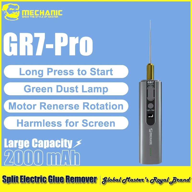

Аппликатор клейкой ленты MECHANIC GR7 PRO, 7-скоростной электрический съемник с аккумулятором емкостью 2000 мАч, встроенный светодиодный светильник, разделенная конструкция