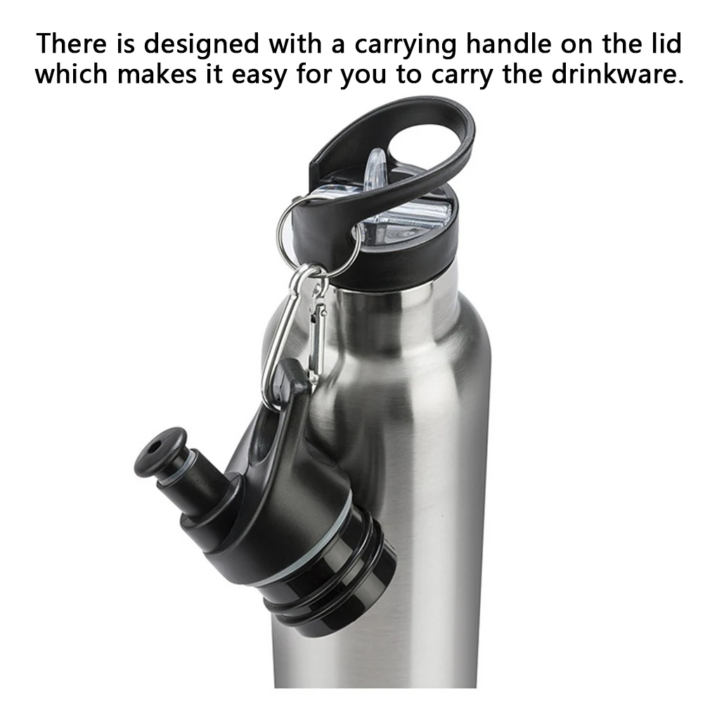 Water Bottle Lid Dust-proof Sports Drink Flask Cup Cap Replacement Drinking Cover Threaded Washable Handle O-ring