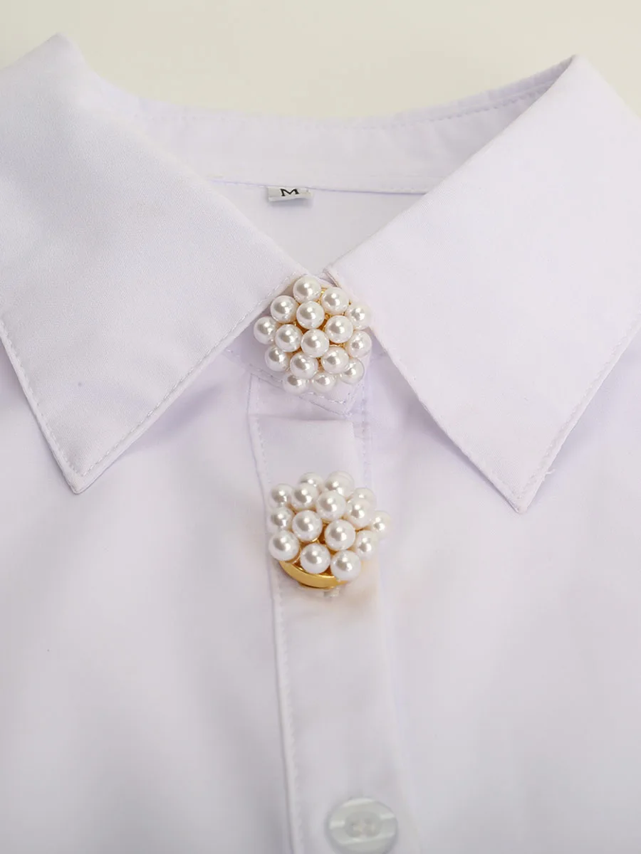 

2pcs Button Covers for Shirt Faux Pearls Cufflinks No Sewing Cufflink Fashion Accessory Shirt Decoration Dress Accessories Gift