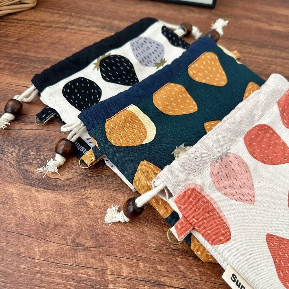 Custodia con coulisse per fragole addensata Borsa con coulisse leggera multifunzionale in tessuto di cotone e lino Creativo antipolvere