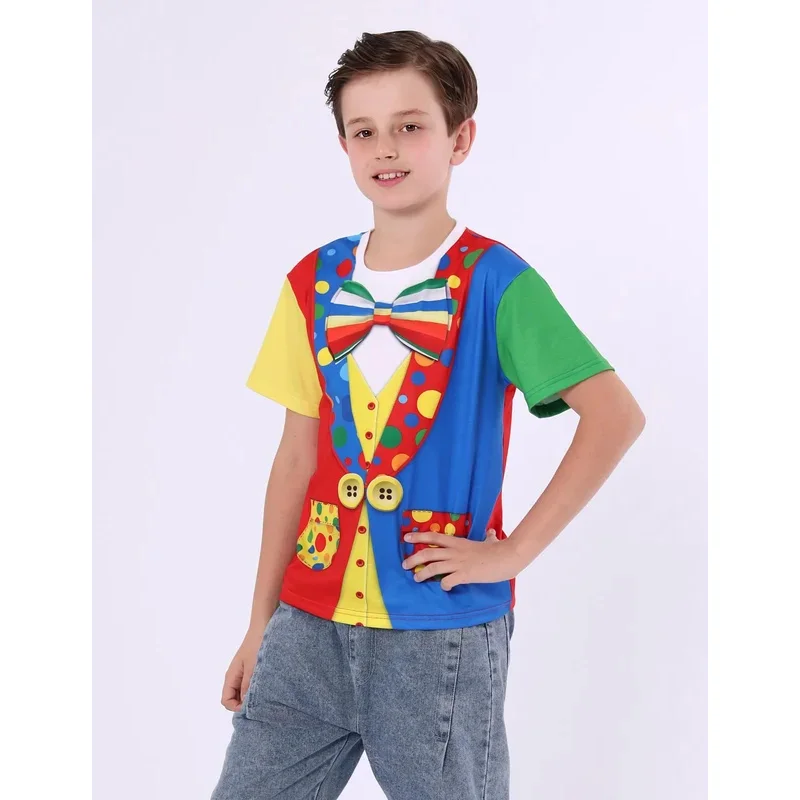 

Sky02 Kids Boys Clown Costumes Circus Cosplay 3D Shirt Child Girls Carnival Clothes Funny Halloween Print Outfit88Li #