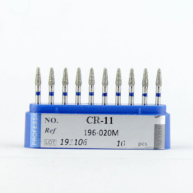 Lodden 10pcs/Box CR Series Dental Diamond Burs Dental Polishing Drills for High Speed Handpiece FG