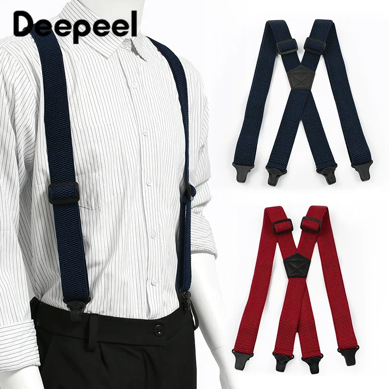 

Deepeel 3.5*120cm Adult Men's Suspender Elastic Man Braces 4 Clips Suspenders for Pants Adjustable Strap Work Male Jockstrap