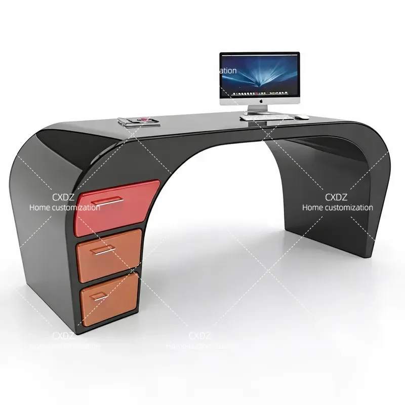 Painted Solid Wood Computer Desk Modern Simple Home Office Writing Table Personalized Executive Boss Desk for Study Room