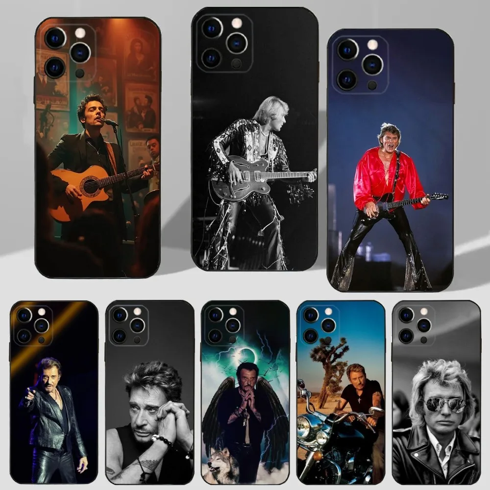 Singer J-Johnny H-Hallyday Case For iPhone 16,15,14,13,12,11 Plus,Pro Max,XS,X,XR,SE,Mini,8,7 Soft Silicone Black Cover