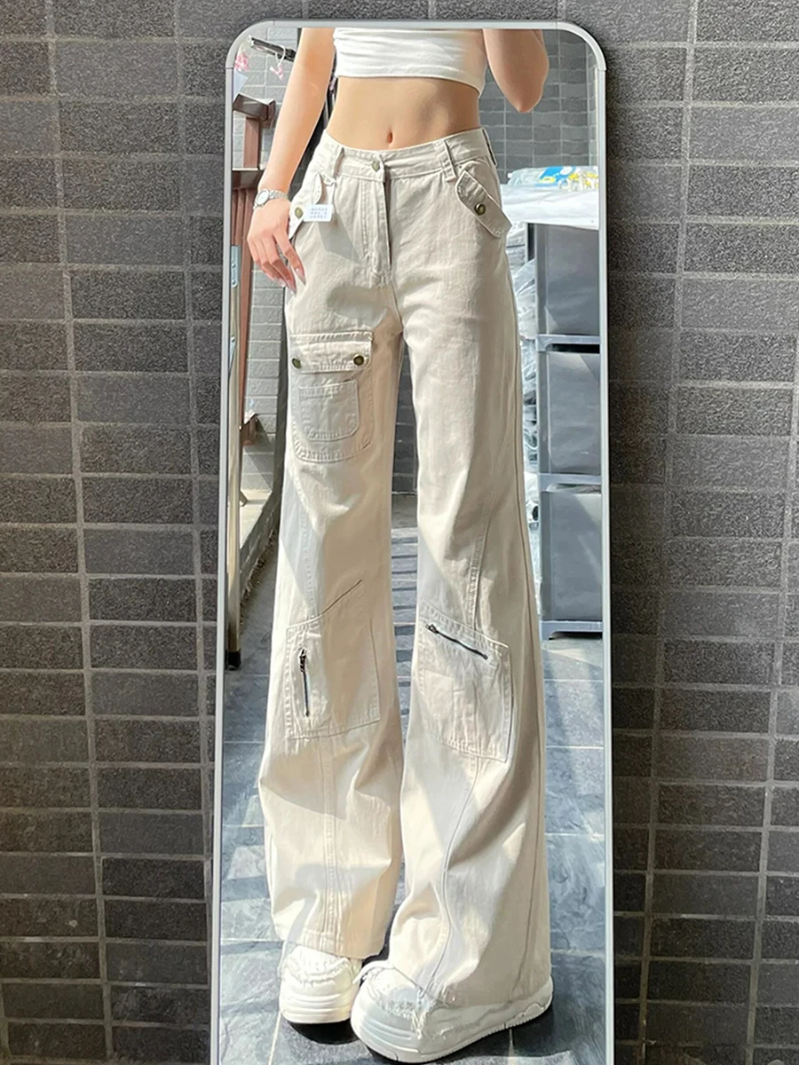 Embroidered Woman Jeans Button Fly Zipper Closure Belted Buckle Adjustable Waistband Ladies Female Denim Trousers Fashion Basic