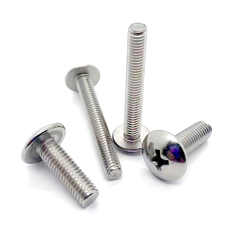 1/50pcs M2 M2.5 M3 M4 M5 M6 M8 304 Stainless Steel JISB1111T Phillips Truss Large Flat Round Cross Head Woodworking Screw Bolt