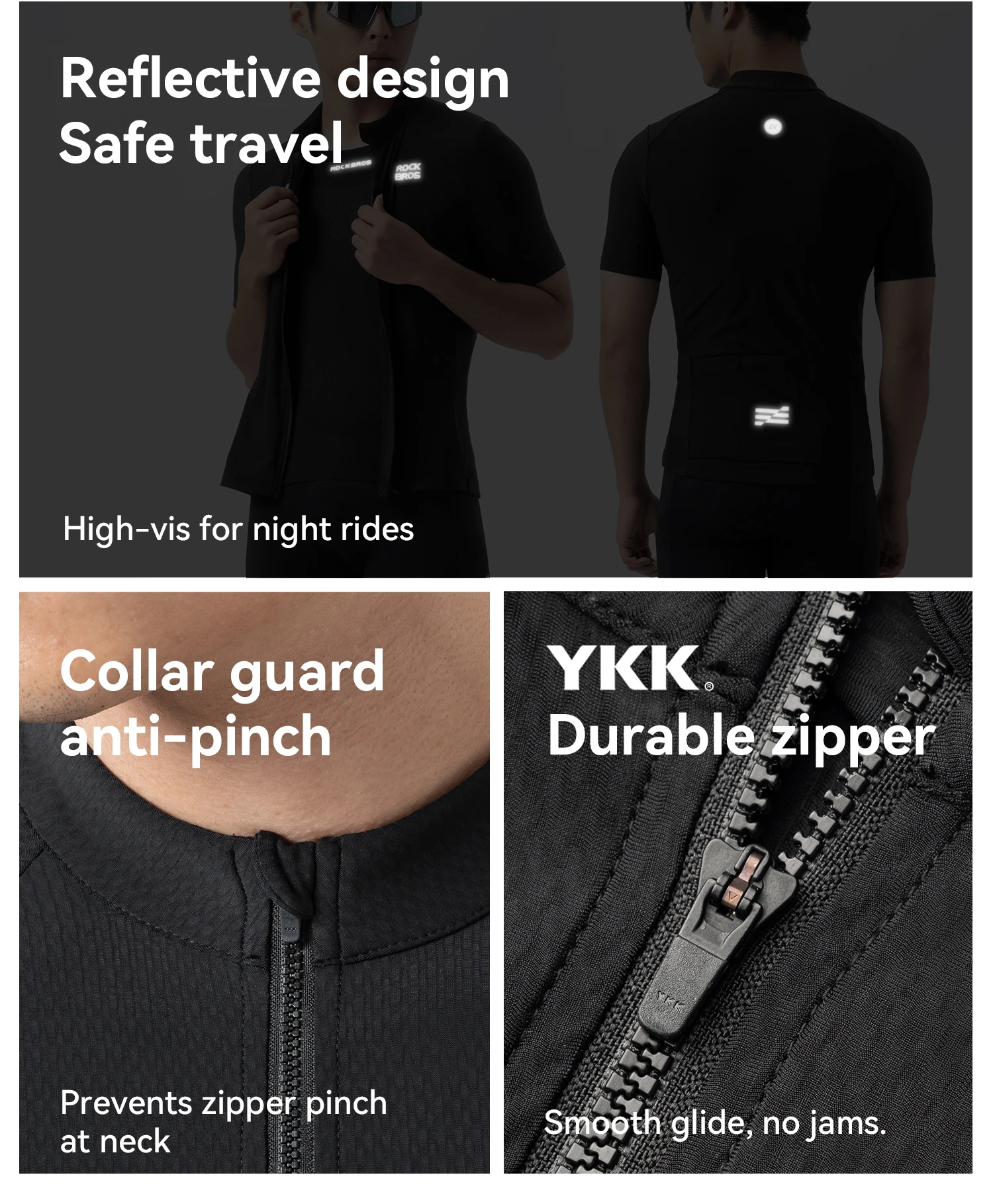 ROCKBROS Radtrikot Herren Sommer Atmungsaktiv Schnelltrocknend Fahrradshirt Leichtes Feuchtigkeitsableitendes MTB Rennrad T-Shirt – Detail 24