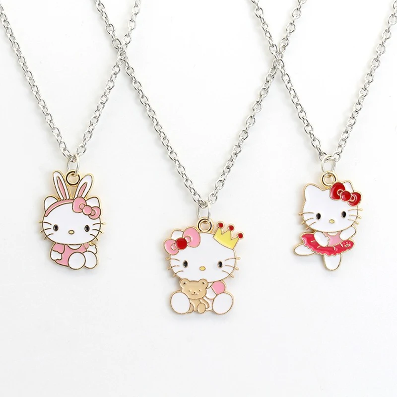 

Sanrio Hellokitty Cute Cartoon Personality Necklace Creative Anime Doll Jewelry Accessories Children Like Birthday Gifts