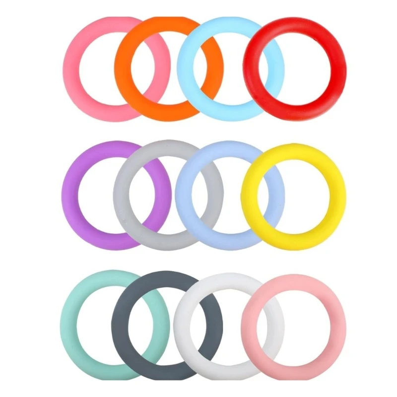 

12 Colors Assorted O Shaped for Handmade Crafts 65mm Silicone Rings with Straight Holes Jewelry Making Supplies