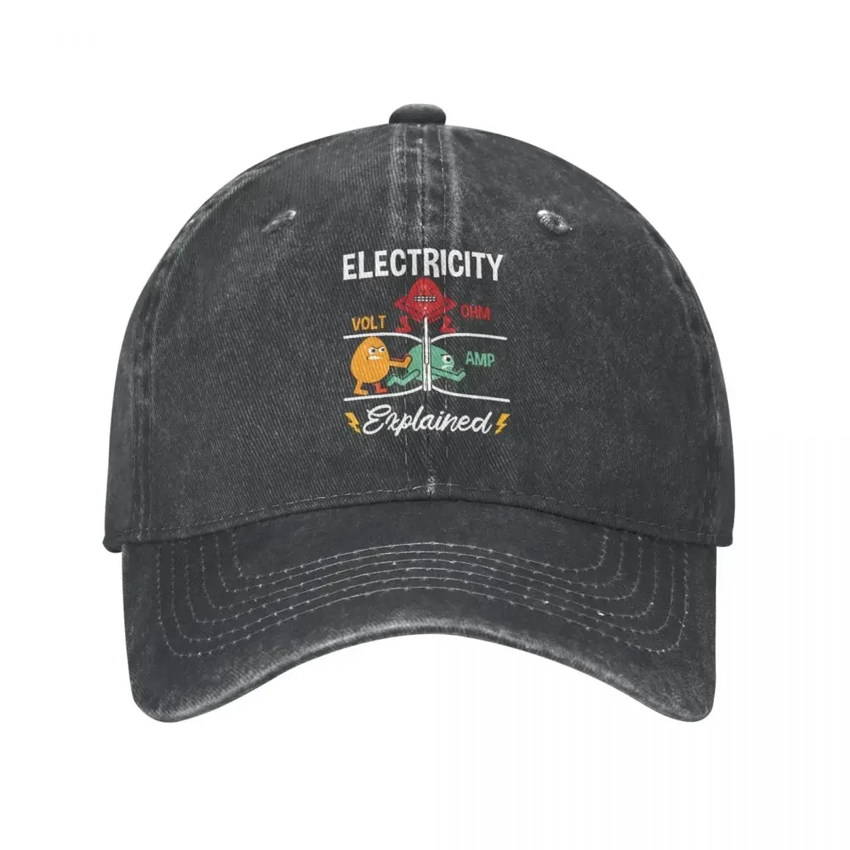 New Funny Electronics Repair Electricity Volt Ohm Electrical Outfits Unisex Baseball Cap Distressed Denim Hat Cap Outdoor Adjust