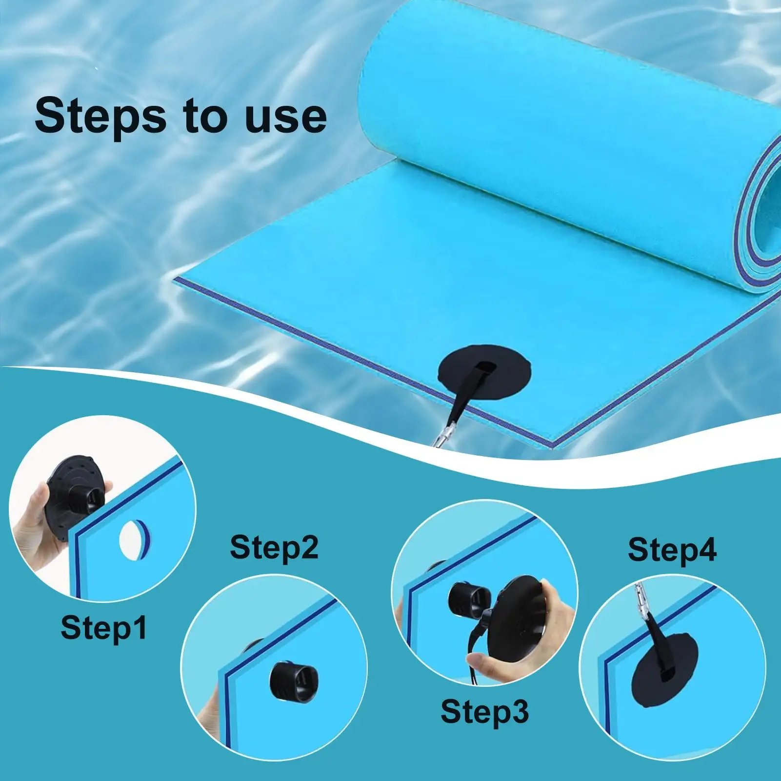 

Floating Water Mat Tether Portable Floating Mat Grommet Kit Portable Safety Sturdy Cord for Water Lake Swimming Kayaking Boating