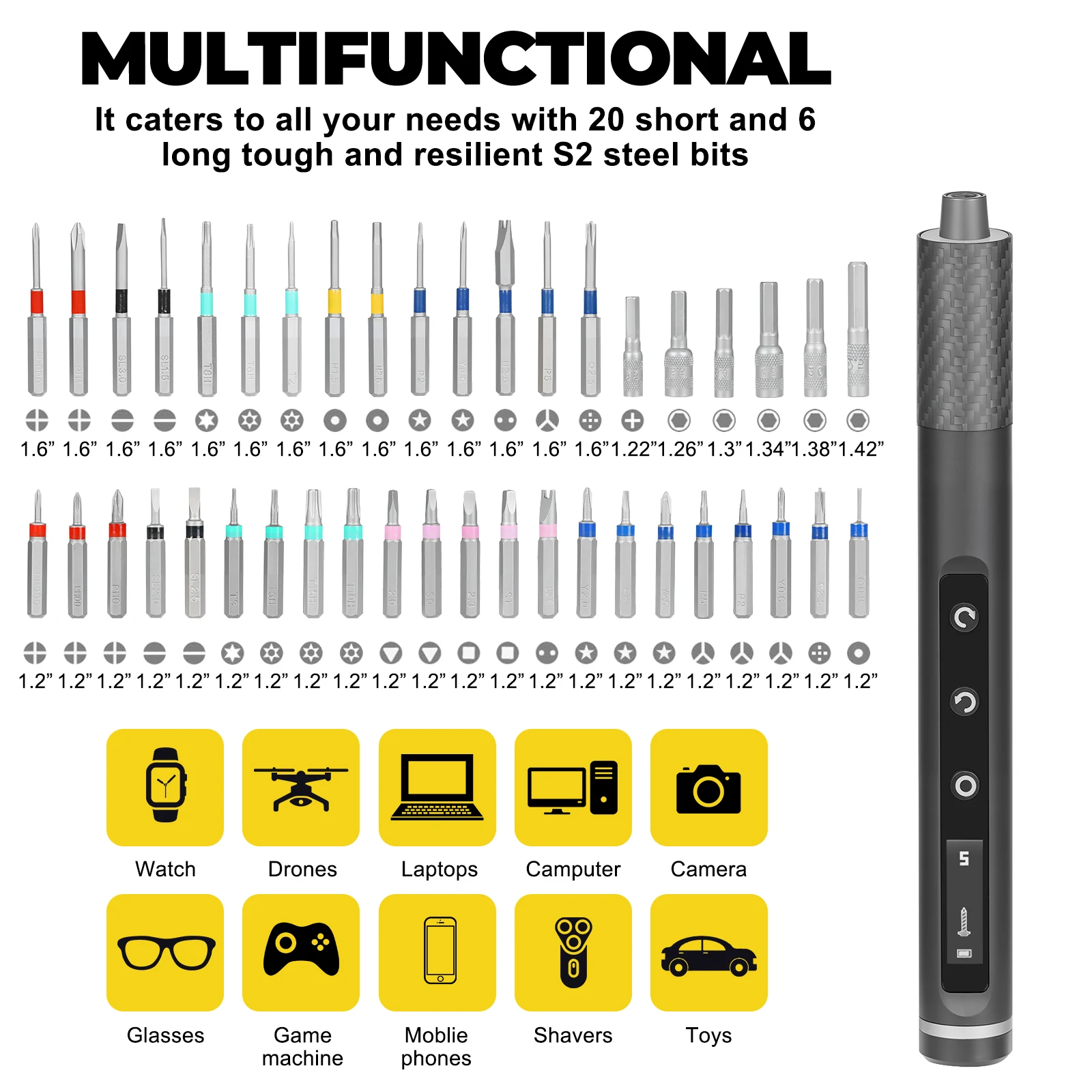 Galacok 71 in 1 Mini Electric Screwdriver Set Precision Cordless Screwdriver with 42 Magnetic Screwdriver Bits Power Repair Tool