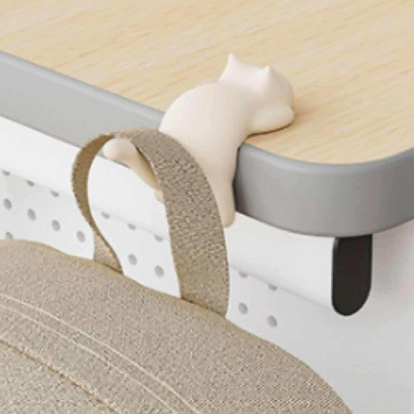 Cat Desk Hook holewithoutFree Installation Table Side Bag Hanger Desk Side Hanger Multi-Functional Cat Tail Bag Hook Sturdy