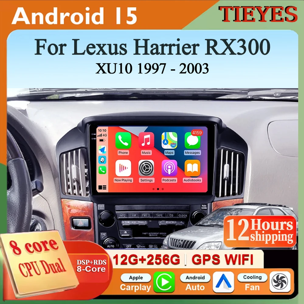

For Lexus Harrier RX300 XU10 1997 - 2003 Android 15 Car Radio GPS Navigation QLED Carplay Auto Multimedia Stereo Player BT
