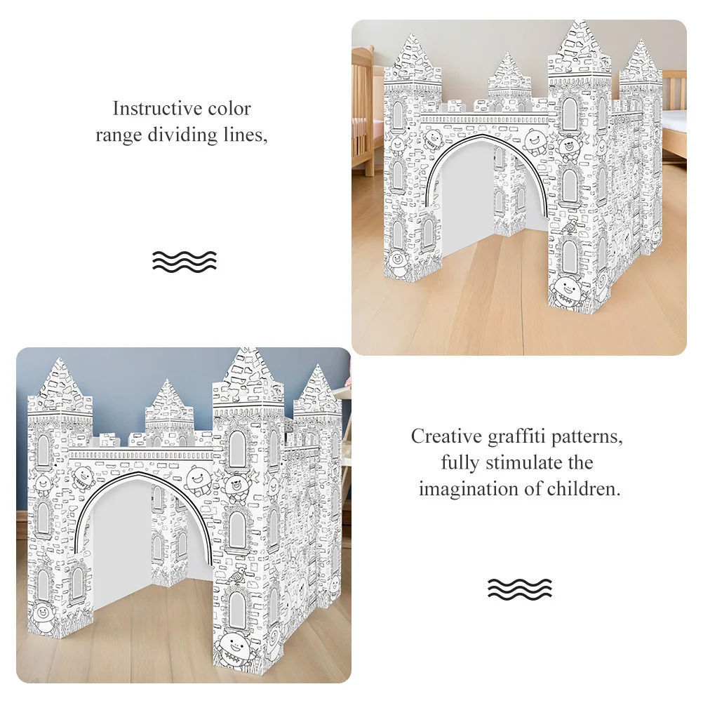 1 ensemble de Puzzle de coloriage château 3D, papier biodégradable écologique, Kit d'artisanat d'art créatif pour enfants, bricolage, éducatif détachable pour