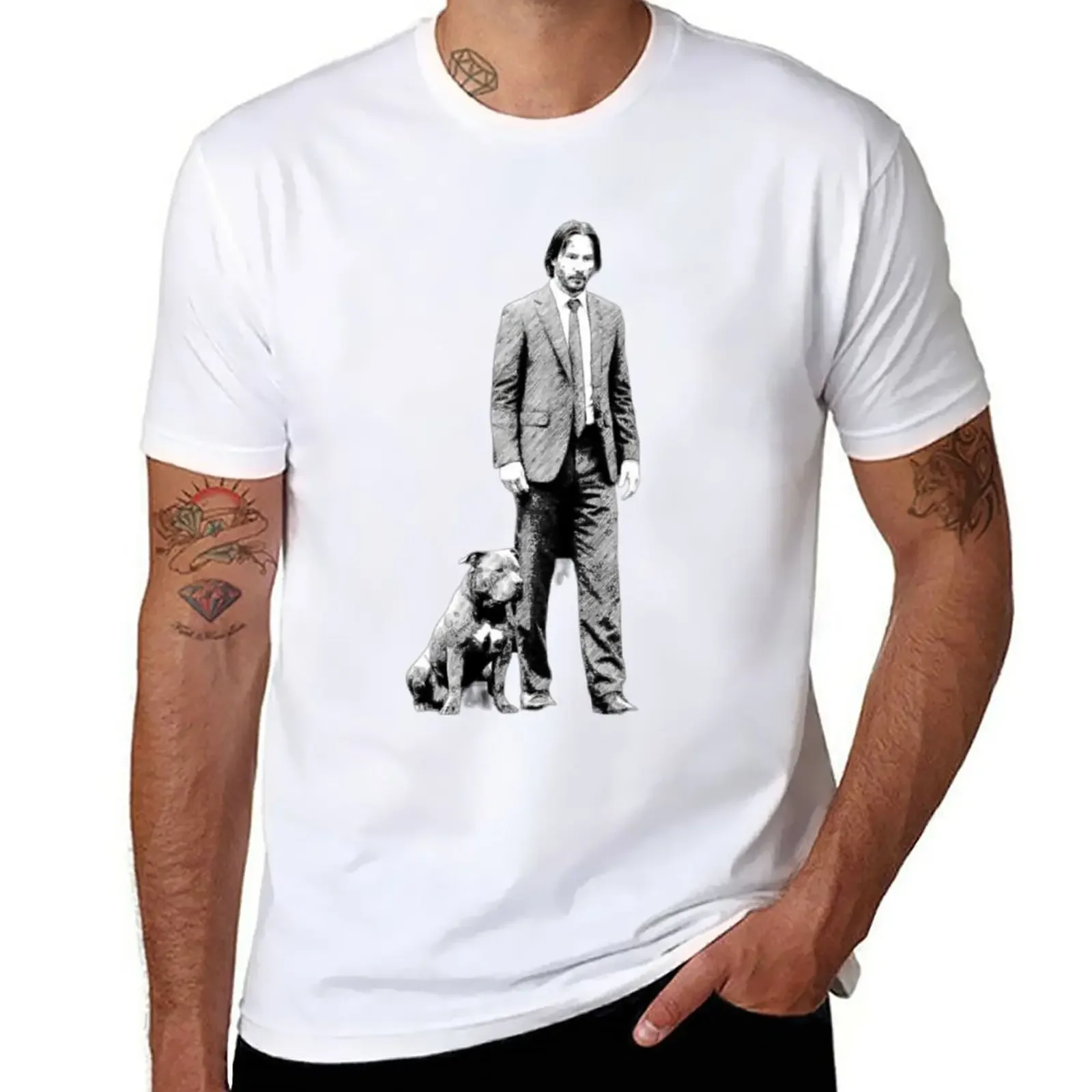 manga vintage anime clothes New John Wick T-Shirt mens print shirt graphic t shirts heavyweight t shirt mens Harajuku manga man