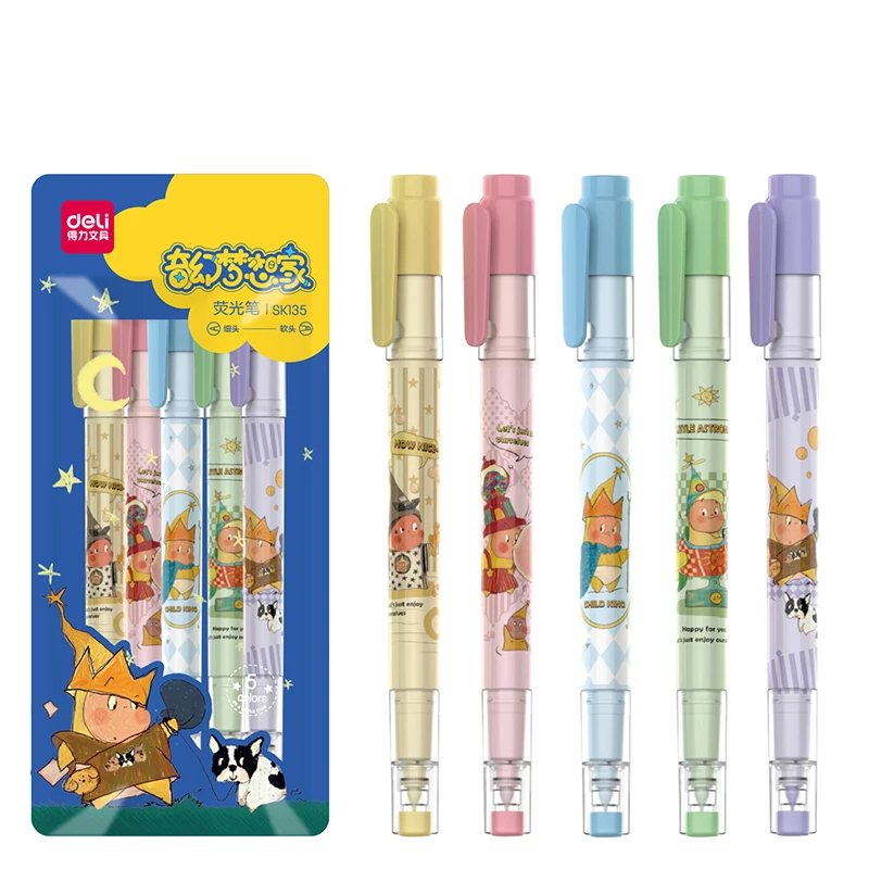 

DELI 5PCS SK135 Highlighter Cartoon Paint Marker Pen School Office Office Stationery Supply Kawaii