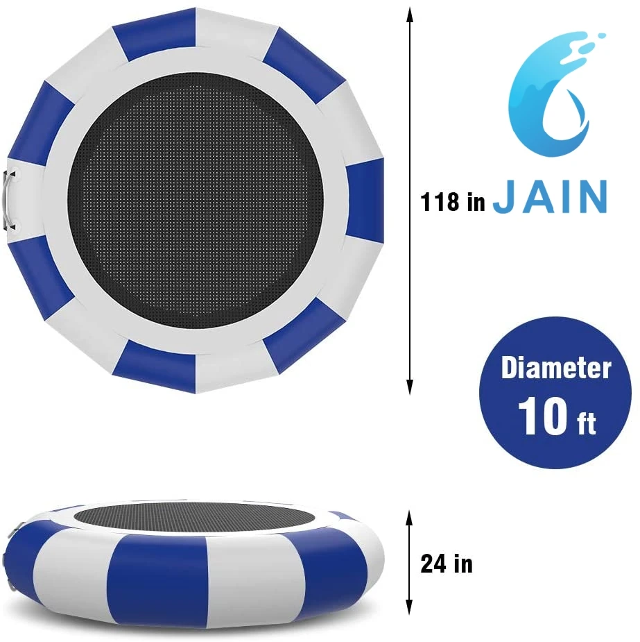 

10ft/3m Lake Trampoline Bounce Swim Platform, Water Trampoline with Rope Ladder, Inflatable Bouncer Jump Floating Trampoline