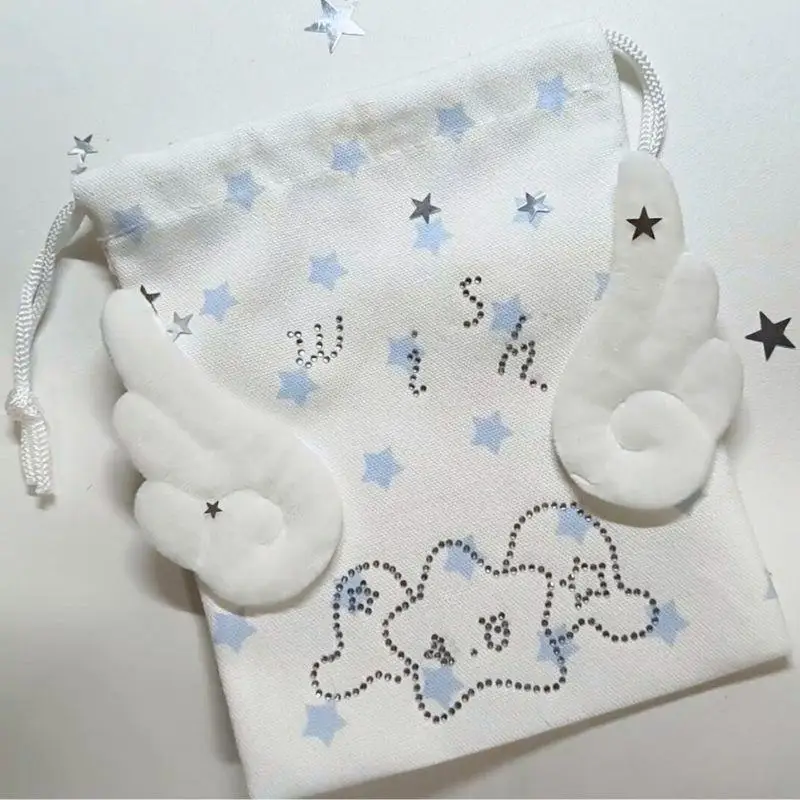 

Fashion Portable Bundle Pocket Star Pattern Rope Drawstring Design Cosmetics Bag Canvas Dustproof Stationery Storage Bag